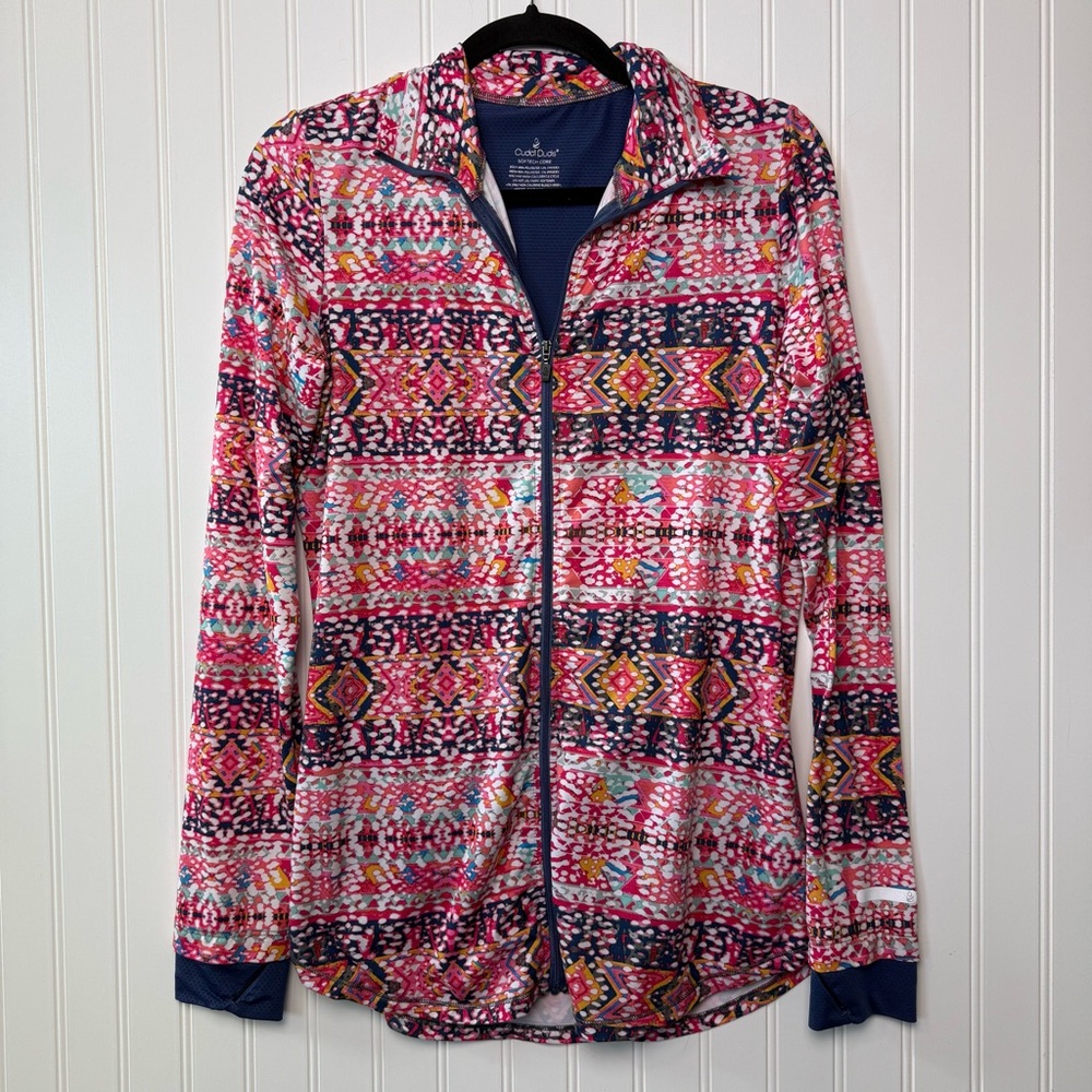 Cuddl Duds Colorful Athleisure Jacket M Full Zip Mesh Vent Thumb Holes